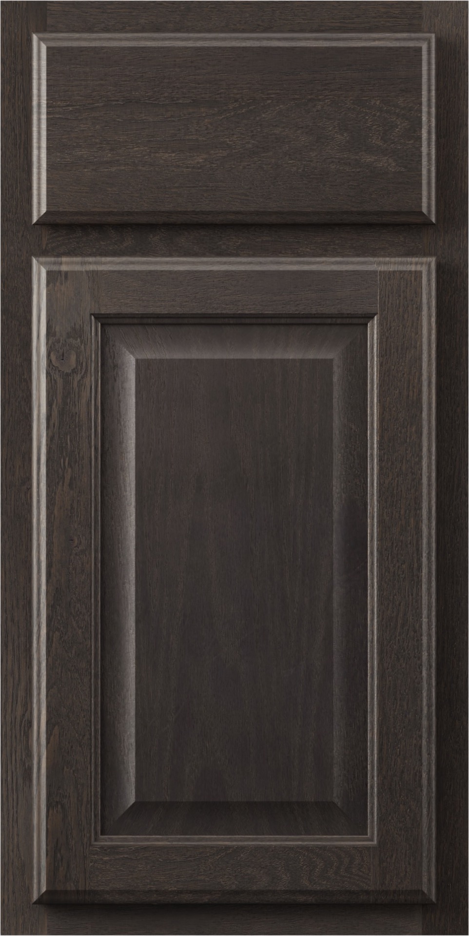 kountry cabinets classic door in driftwood with slab drawer